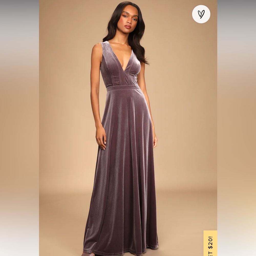 Lulus Beautiful Night Dusty Purple Velvet Sleeveless Maxi Dress